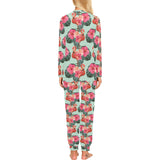 Beautiful flamingo tropical palm leaves hibiscus p Women's All Over Print Pajama Set