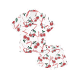 Hand drawn cherry pattern Kids' Boys' Girls' V-Neck Short Pajama Set
