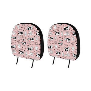 Cows milk product pink background Car Headrest Cover