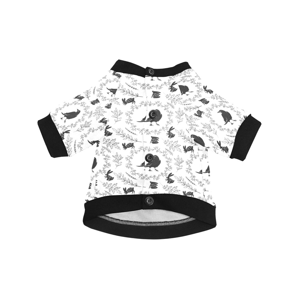 Crows floral wreath rabbit pattern All Over Print Pet Dog Round Neck Fuzzy Shirt