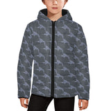 Swordfish Pattern Print Design 03 Kids' Boys' Girls' Padded Hooded Jacket