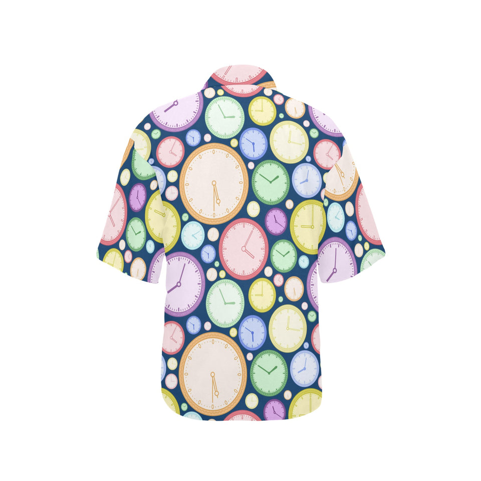 Colorful clock background Women's All Over Print Hawaiian Shirt
