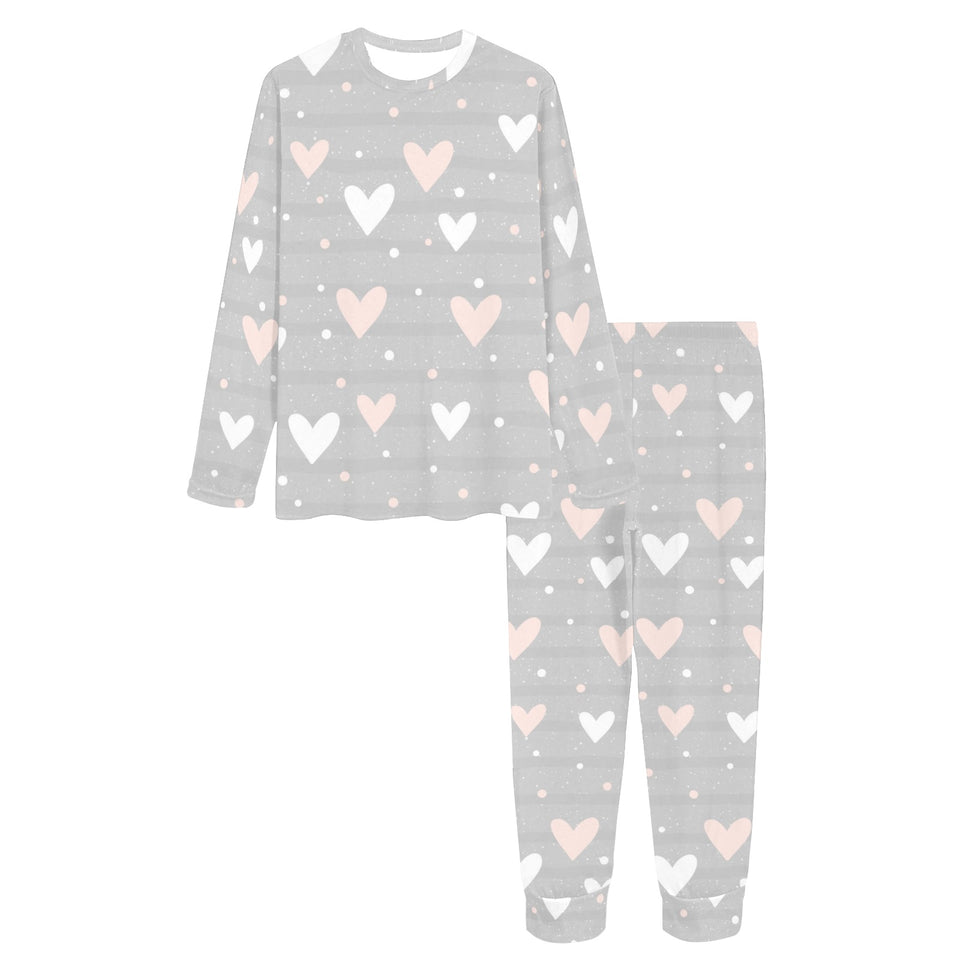Heart pattern gray background Women's All Over Print Pajama Set