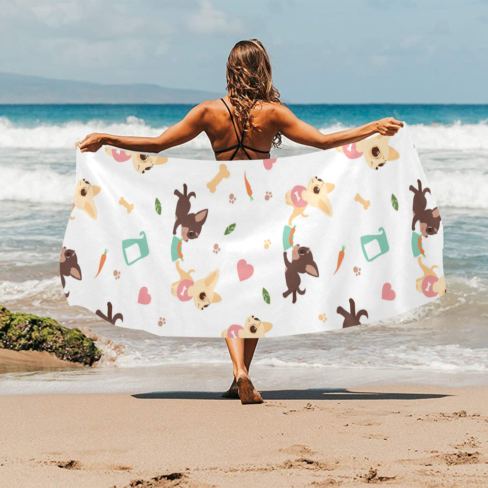 Cute Chihuahua puppie pattern Beach Towel