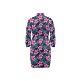 Hibiscus Pattern Print Design 05 Men's Long Sleeve Belted Night Robe