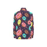 Colorful donut glaze pattern Women's Long Sleeve Polo Shirt