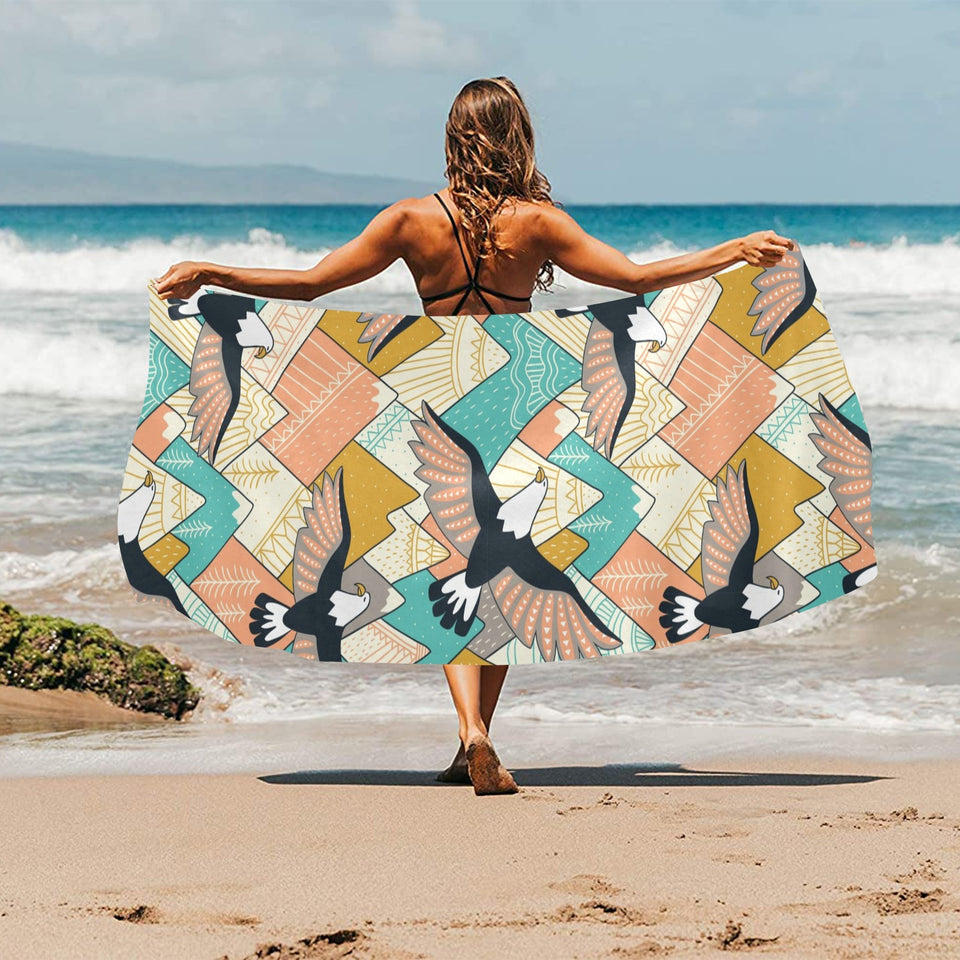 Eagle Pattern Print Design 02 Beach Towel
