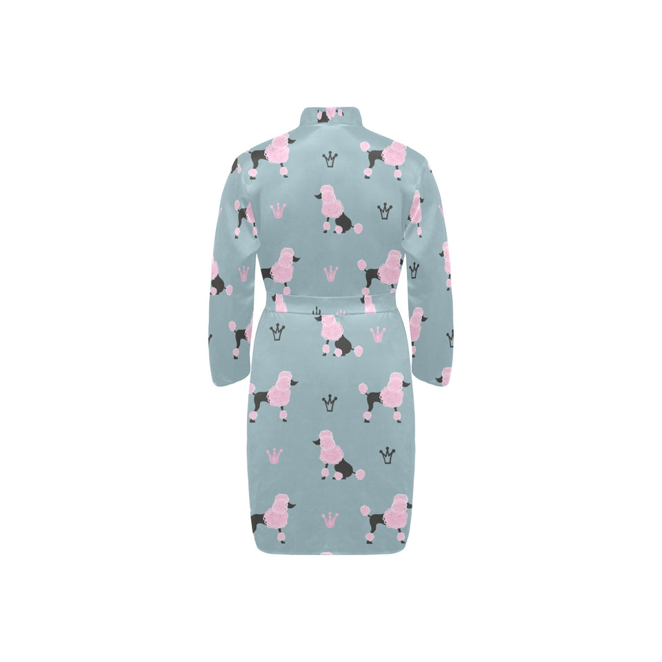 poodle dog pattern Men's Long Sleeve Belted Night Robe