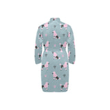 poodle dog pattern Men's Long Sleeve Belted Night Robe