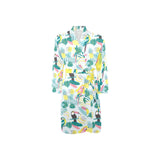 Cute parrot toucan flamingo cactus exotic leaves p Men's Long Sleeve Belted Night Robe