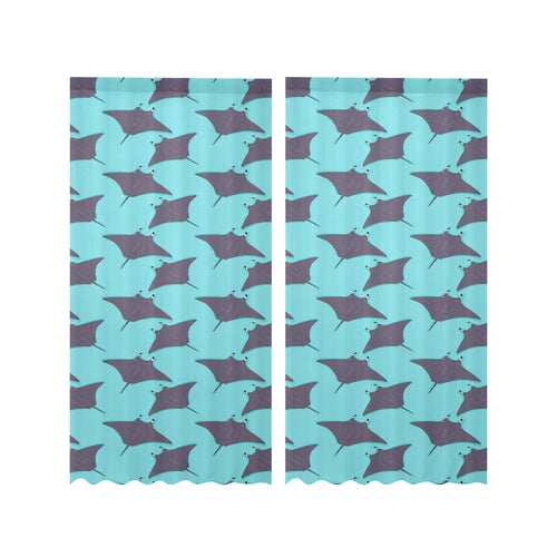 Stingray Pattern Print Design 02 Gauze Curtain