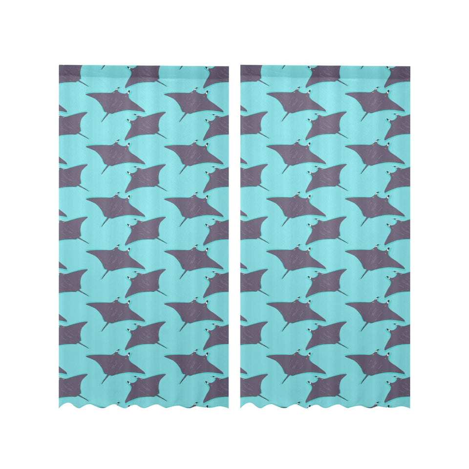 Stingray Pattern Print Design 02 Gauze Curtain