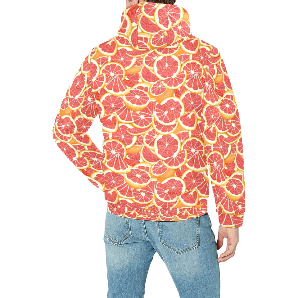 Tropical grapefruit pattern Men's Padded Hooded Jacket