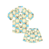 Bee honeycomb pattern Kids' Boys' Girls' V-Neck Short Pajama Set