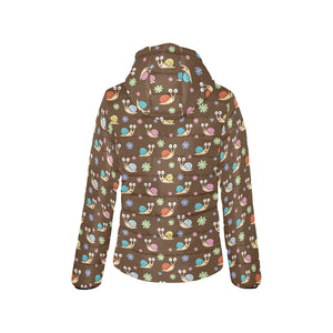 Snail Pattern Print Design 03 Women's Padded Hooded Jacket