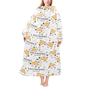 Greyhound Pattern Print Design 03 Blanket Robe with Sleeves