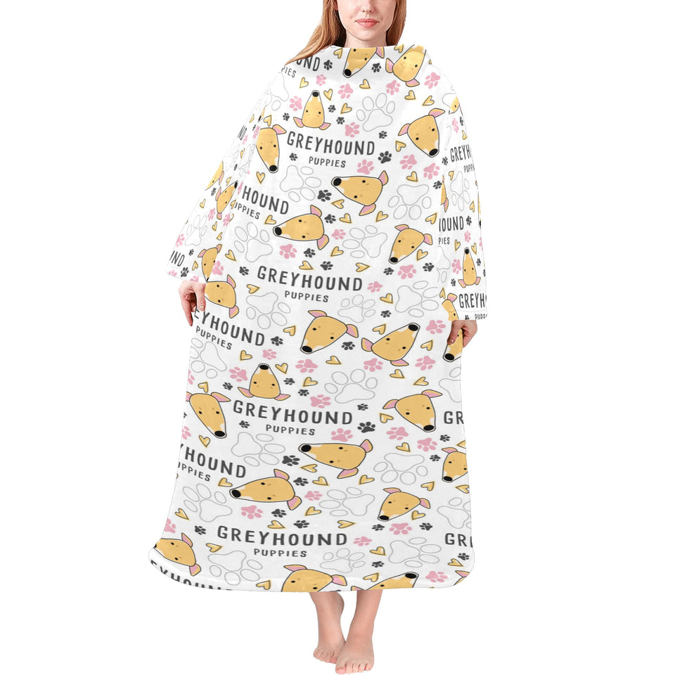 Greyhound Pattern Print Design 03 Blanket Robe with Sleeves