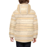 Wood Printed Pattern Print Design 01 Kids' Boys' Girls' Padded Hooded Jacket