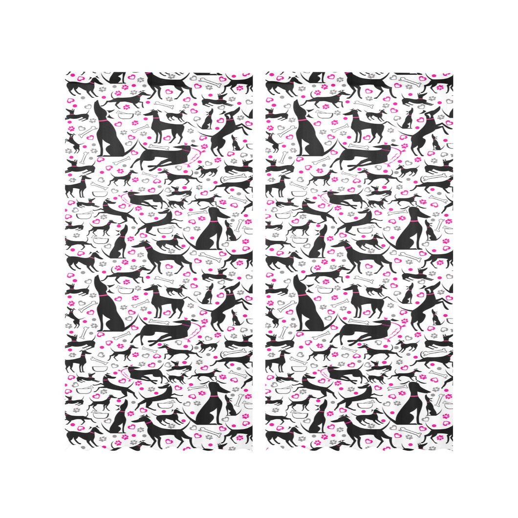 Greyhound Pattern Print Design 02 Gauze Curtain