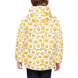 Fried Eggs Pattern Print Design 02 Kids' Boys' Girls' Padded Hooded Jacket