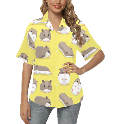 Cute Hamster pattern Women's All Over Print Hawaiian Shirt