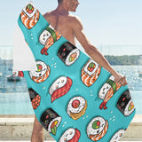 Cute sushi pattern Beach Towel