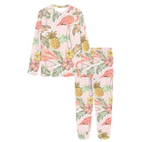 Pink flamingo birds pineapples hibiscus flower pat Women's All Over Print Pajama Set