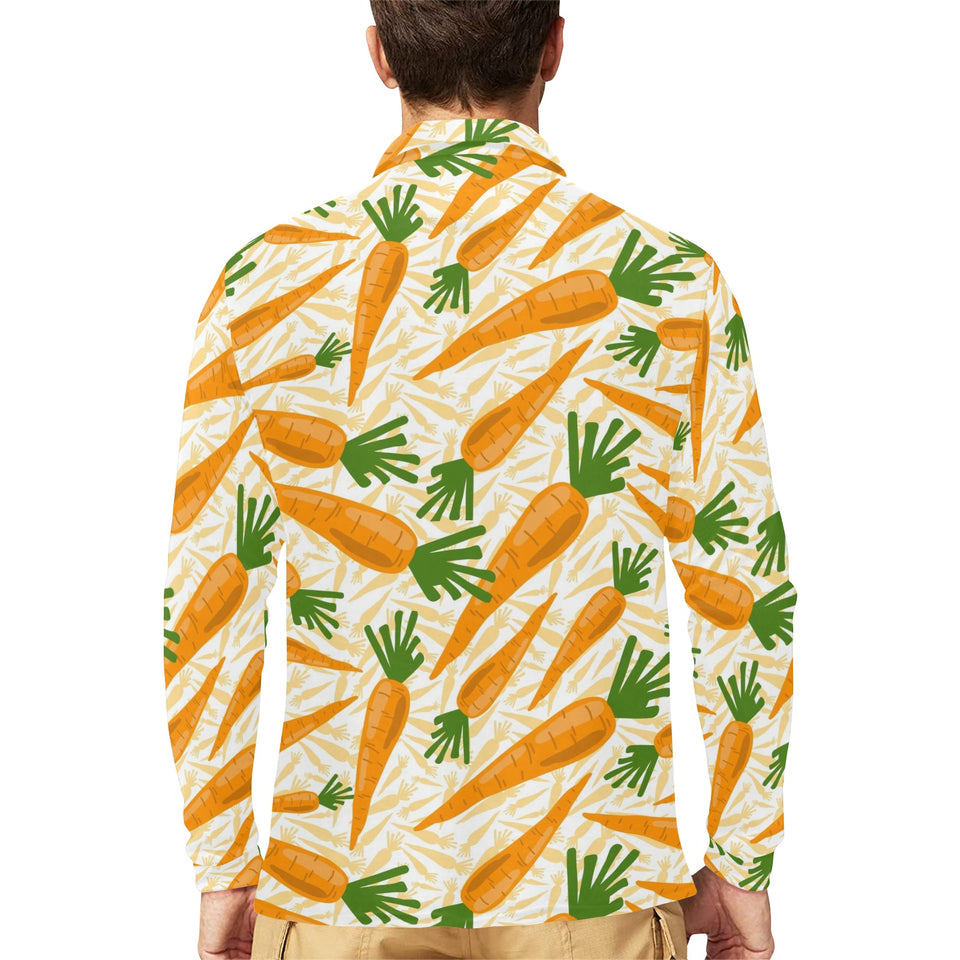 Carrot Pattern Print Design 01 Men's Long Sleeve Polo Shirt
