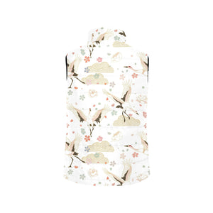 Beautiful Japanese cranes pattern Men's Padded Vest