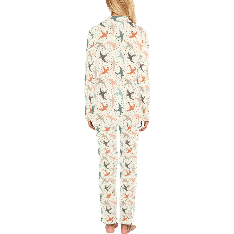 Swallow Pattern Print Design 02 Women's Long Pajama Set
