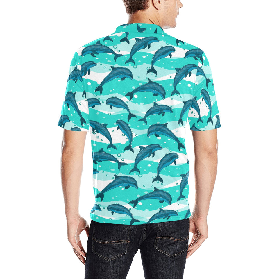 Dolphin sea pattern Men's All Over Print Polo Shirt