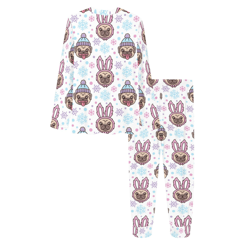 Cute pug hat rabbit costume pattern Women's All Over Print Pajama Set