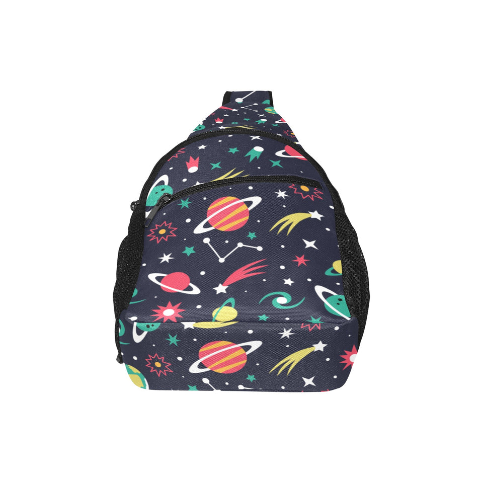 colorful space pattern planet star All Over Print Chest Bag