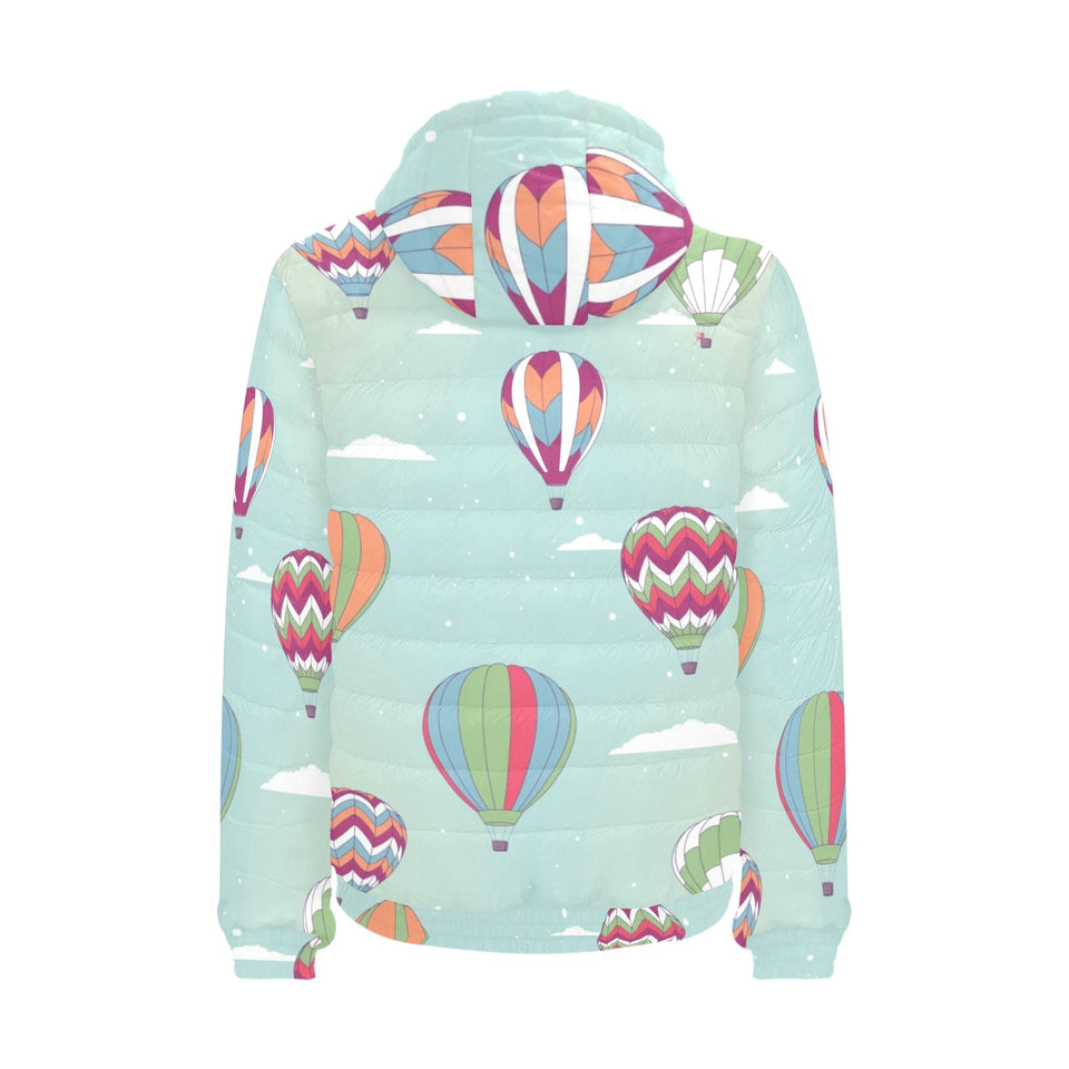Hot Air Balloon design Pattern Men's Padded Hooded Jacket