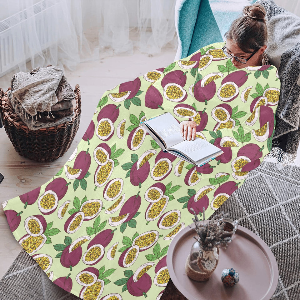 Paassion fruit pattern Blanket Robe with Sleeves
