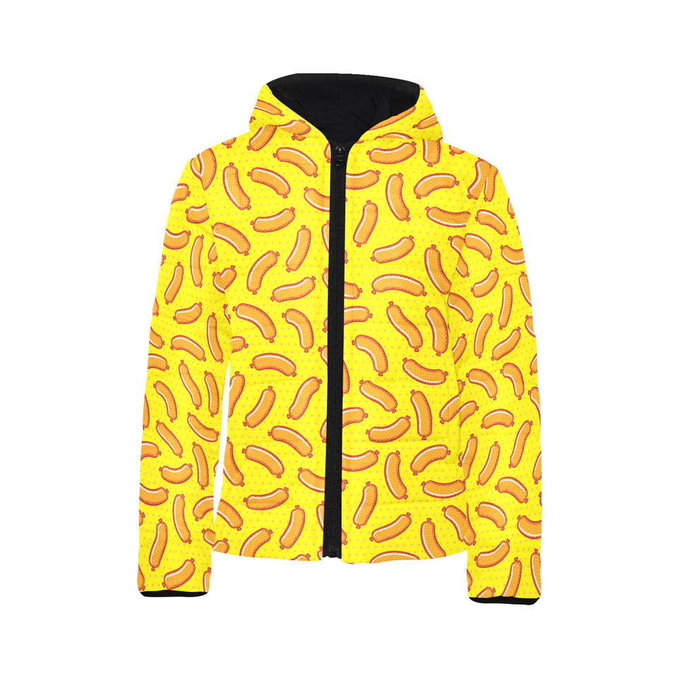 Sausage Pattern Print Design 01 Kids' Boys' Girls' Padded Hooded Jacket