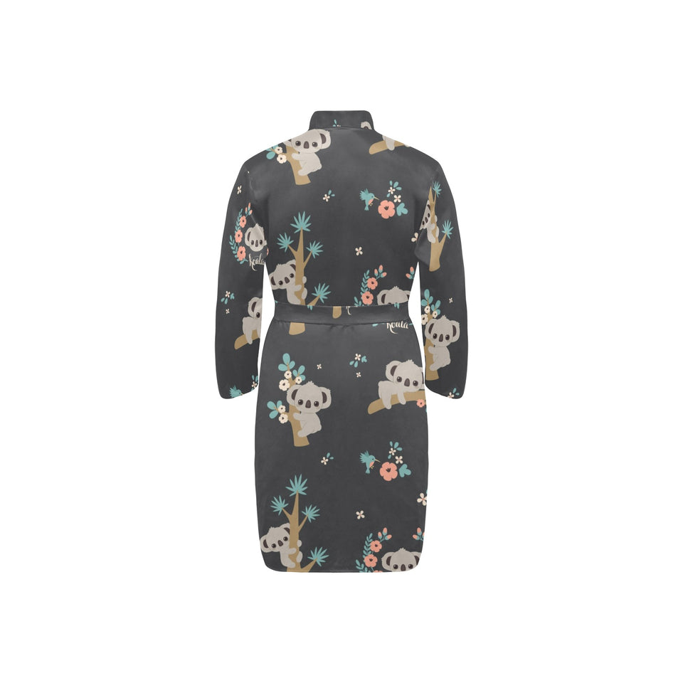 Cute koala pattern Men's Long Sleeve Belted Night Robe