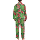 Watermelons tropical palm leaves pattern backgroun Men's Long Pajama Set