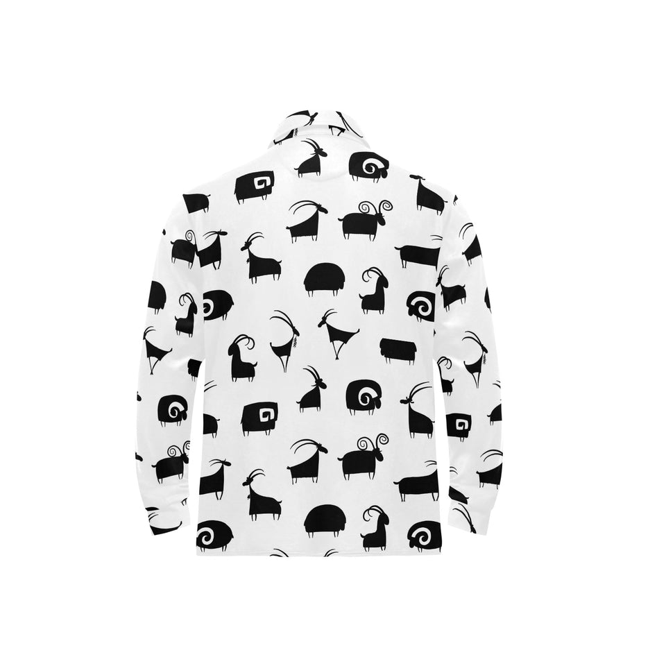 Goat ram pattern Men's Long Sleeve Polo Shirt