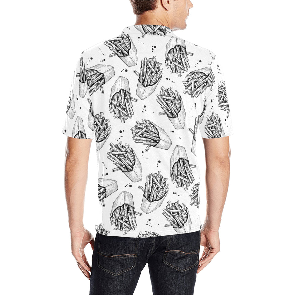 Hand drawn french fries pattern Men's All Over Print Polo Shirt