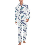 Dolphins pattern dotted background Men's Long Pajama Set