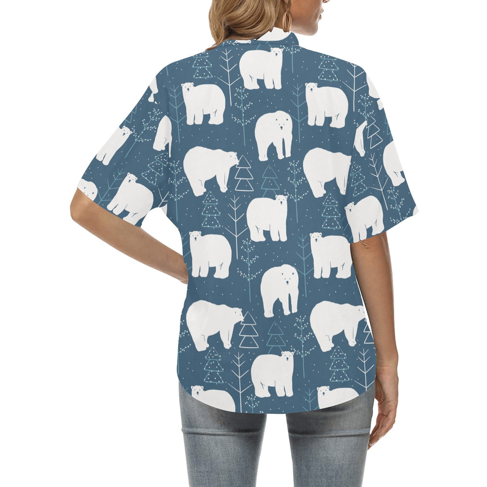 polar bear mother her child pattern Women's All Over Print Hawaiian Shirt