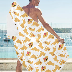 Golden Retriever Pattern Print Design 05 Beach Towel