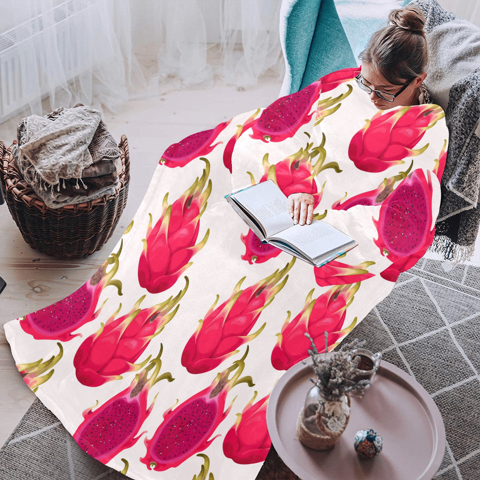 dragon fruits design pattern Blanket Robe with Sleeves
