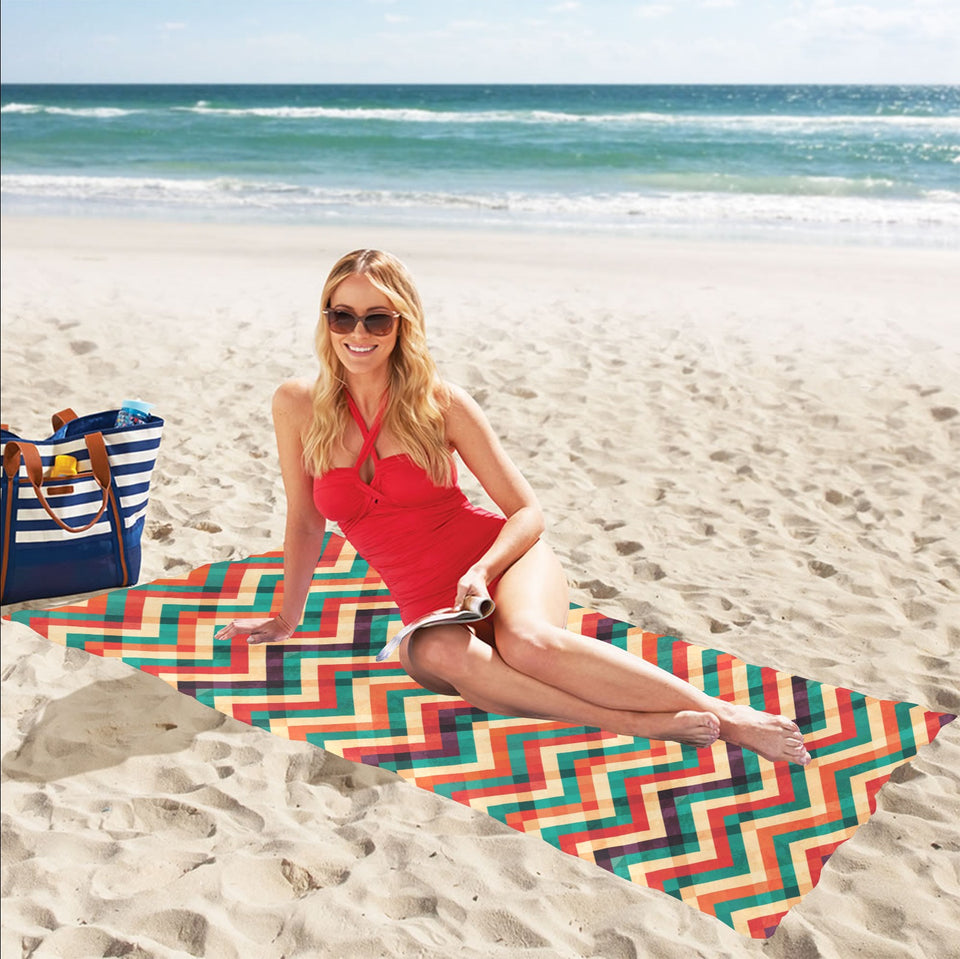 zigzag chevron colorful pattern Beach Towel