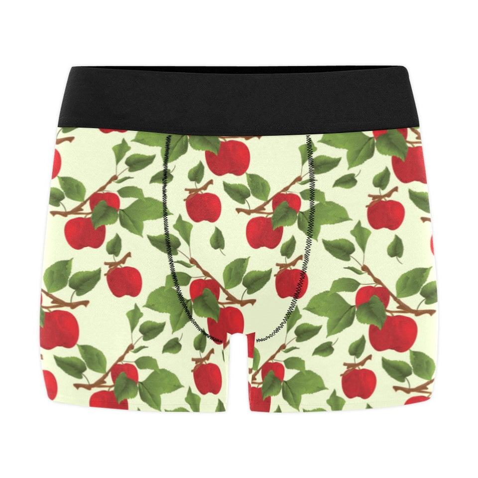 Red apples leaves pattern Men's All Over Print Boxer Briefs Men's Underwear