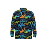 Colorful shark Men's Long Sleeve Polo Shirt