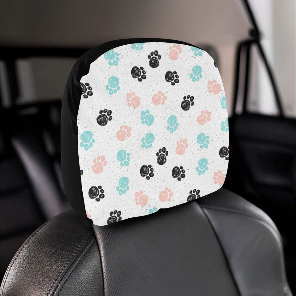 Dog Paws Pattern Print Design 04 Car Headrest Cover