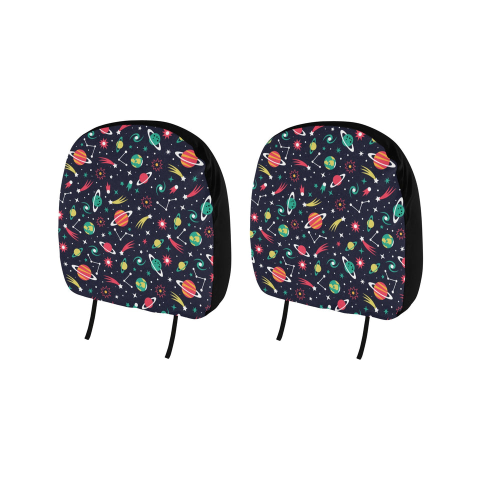 colorful space pattern planet star Car Headrest Cover