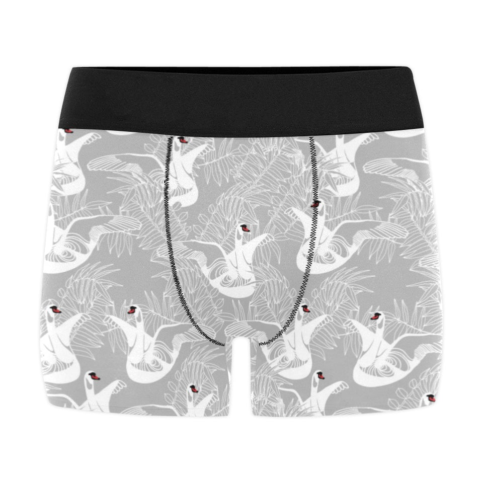 white swan gray background Men's All Over Print Boxer Briefs Men's Underwear